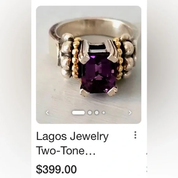 Lagos ring - amethyst set in sterling silver with 18K gold Caviar beading - Picture 14 of 16